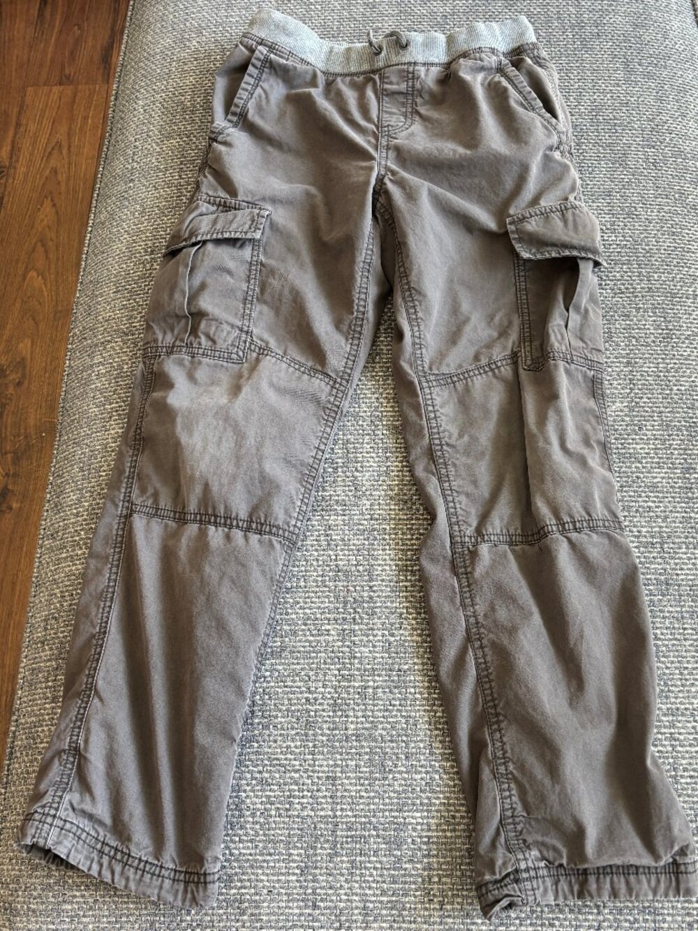 Hanna Andersson Boys Gray Jersey Lined Cargo Pants | Sz 150 (12)